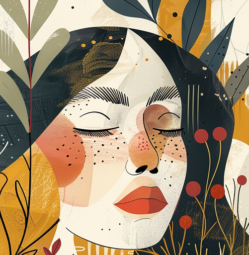 Abstract Floral Portrait Illustration details-Krystovallia